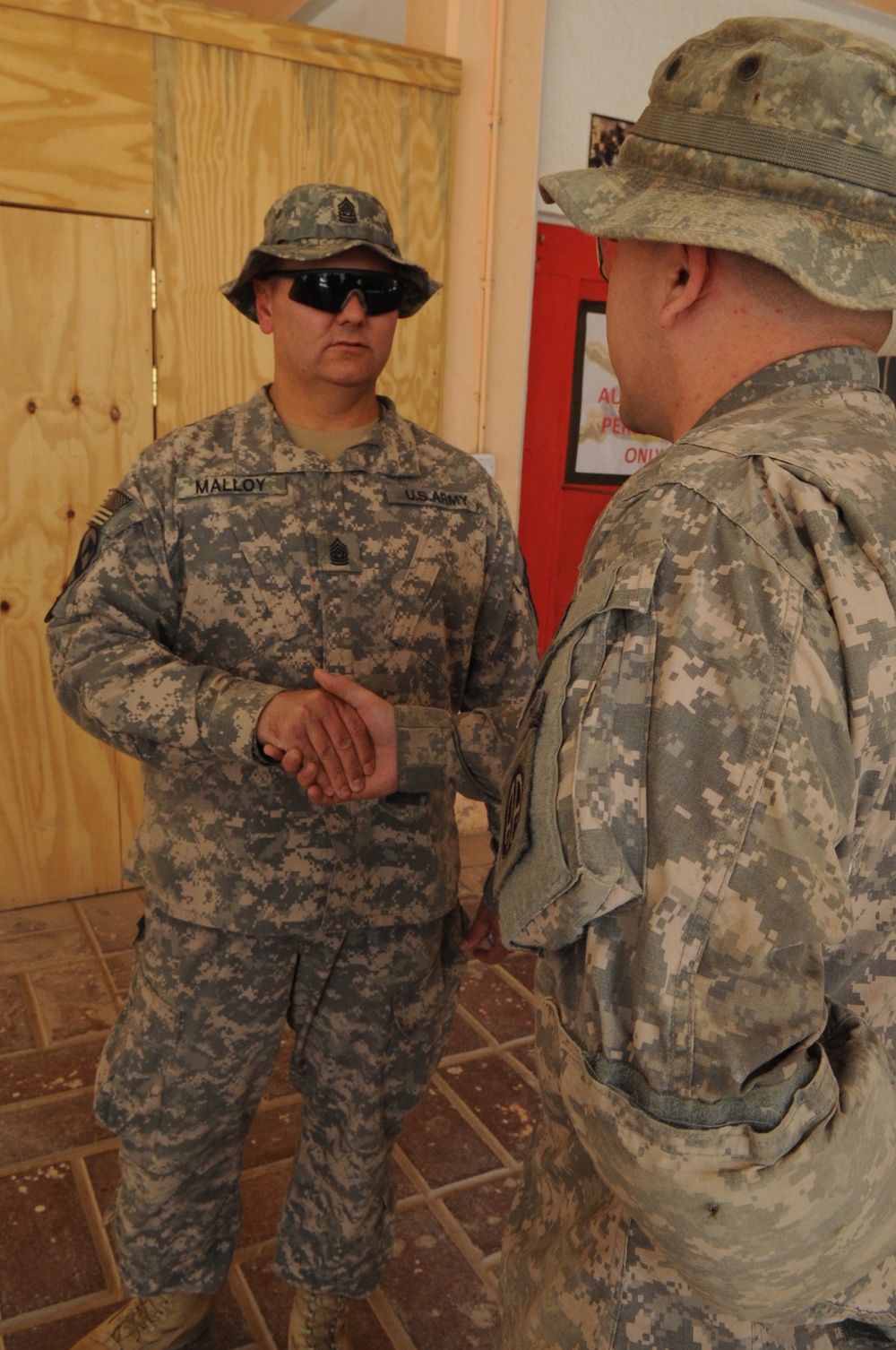 Command Sgt. Maj. Rory Malloy visits Joint Security Station Loyalty