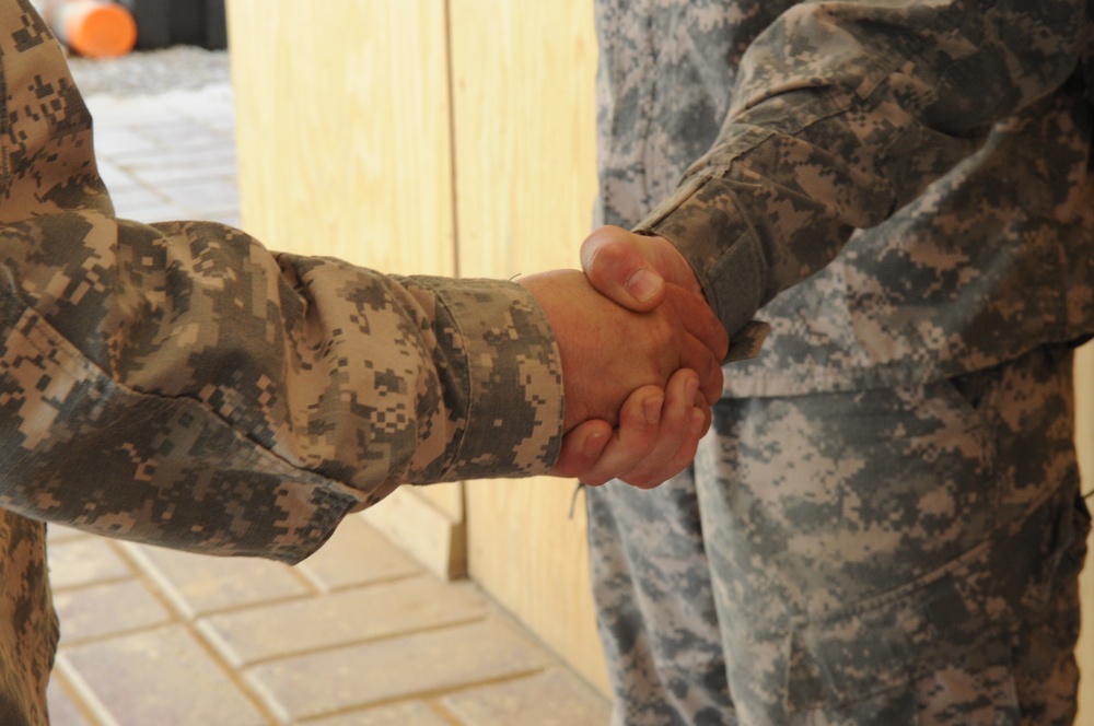 Command Sgt. Maj. Rory Malloy visits Joint Security Station Loyalty