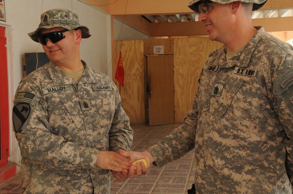 Command Sgt. Maj. Rory Malloy visits Joint Security Station Loyalty