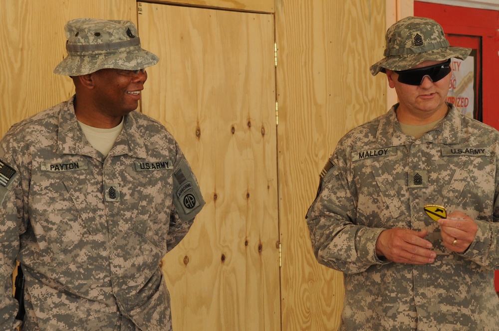 Command Sgt. Maj. Rory Malloy visits Joint Security Station Loyalty