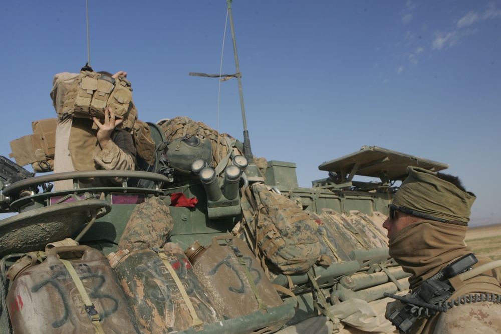 Armored Reconnaissance Marines patrol Nineveh province