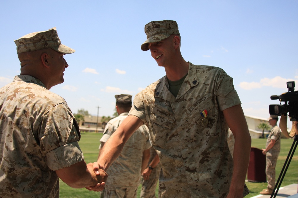 Marine saves gunner from burning tank, receives Navy and Marine Corps Medal