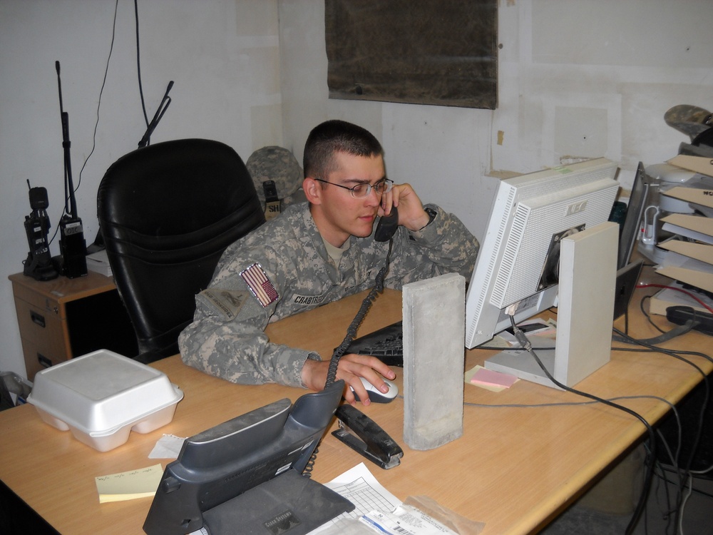 Soldiers operate Contingency Operating Base Adder Visitor Control Center