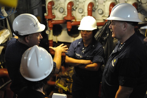 Coast Guard Commandant Visits Cutter Dallas in Dry Dock