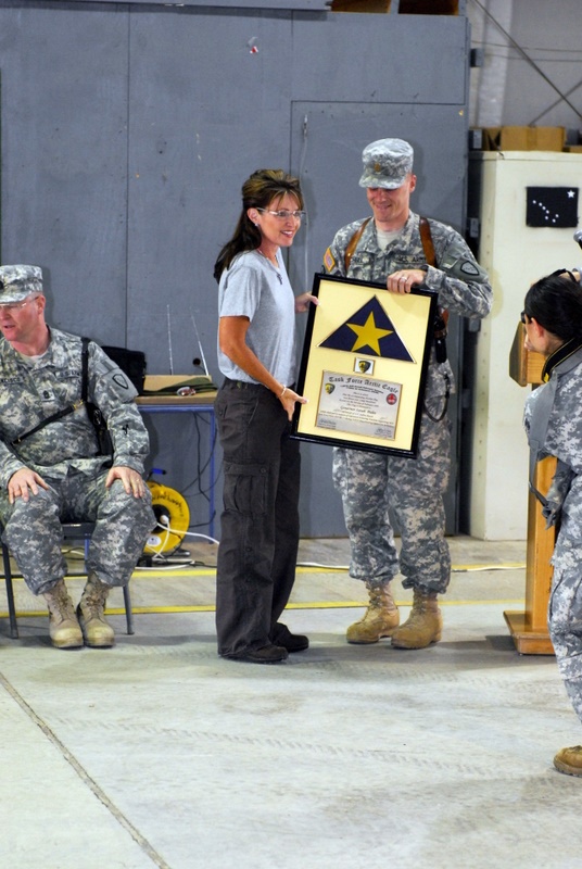 Governor Sarah Palin Visits Task Force Arctic Eagle Soldiers in Kosovo