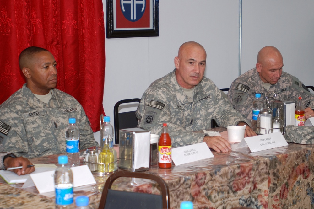 U.S. Army Forces Command leader meets with Combined Joint Task Force-82 senior enlisted personnel