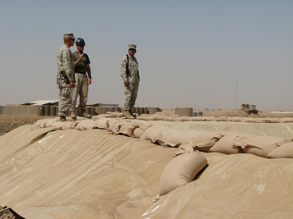 Marines prepare fuel bladder at Camp Ramadi