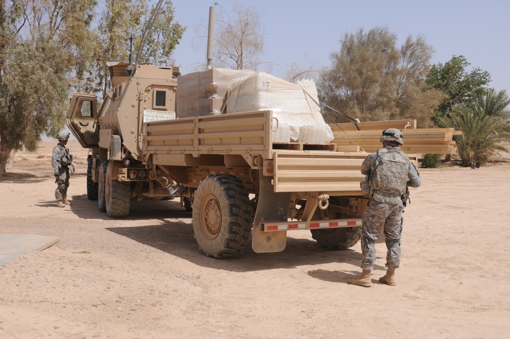 Soldiers Distribute Water and Food