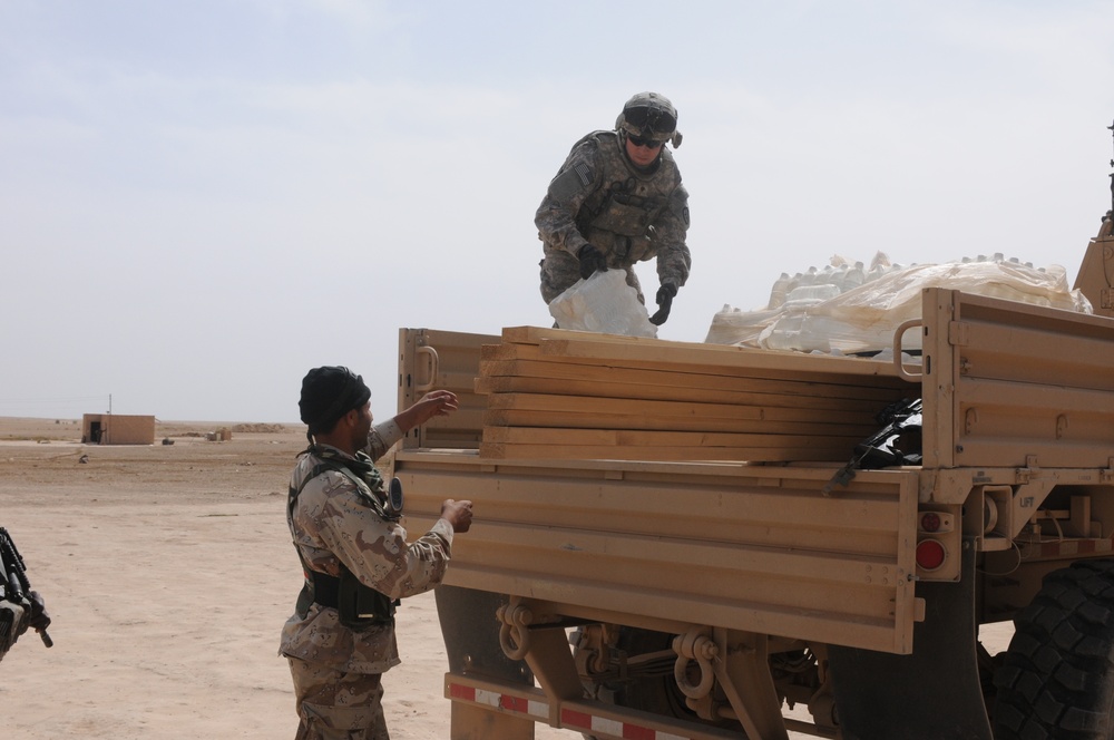 Soldiers Distribute Water and Food