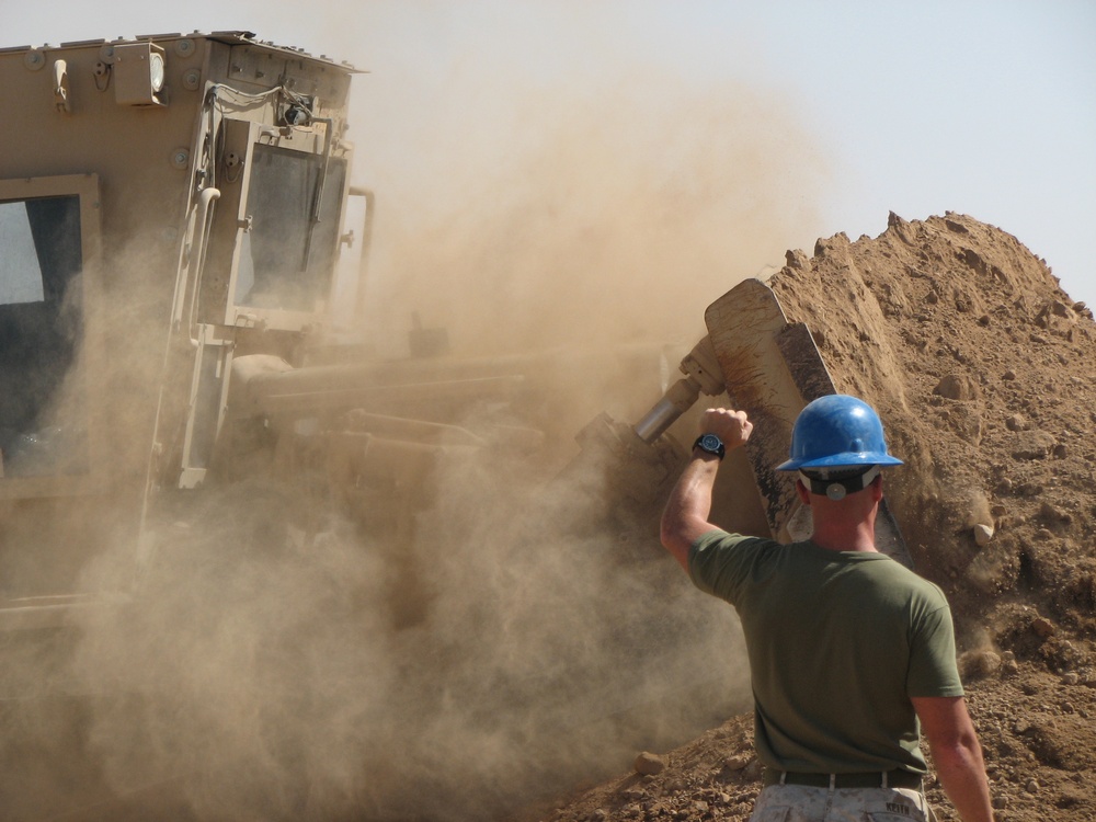 Marines use heavy equipment