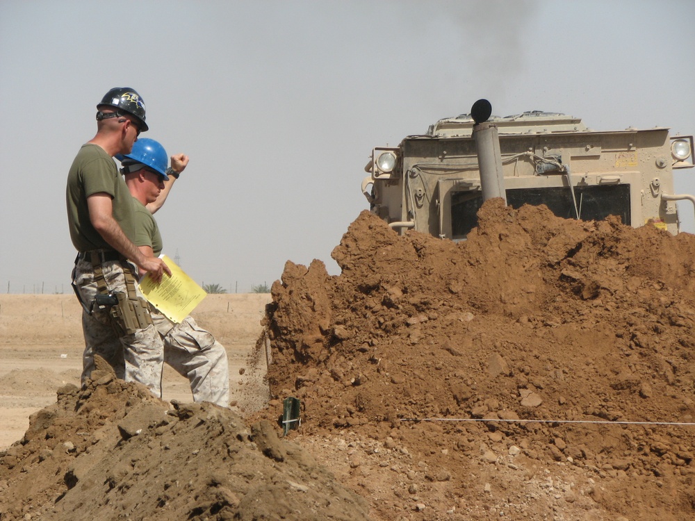 Marines use heavy equipment