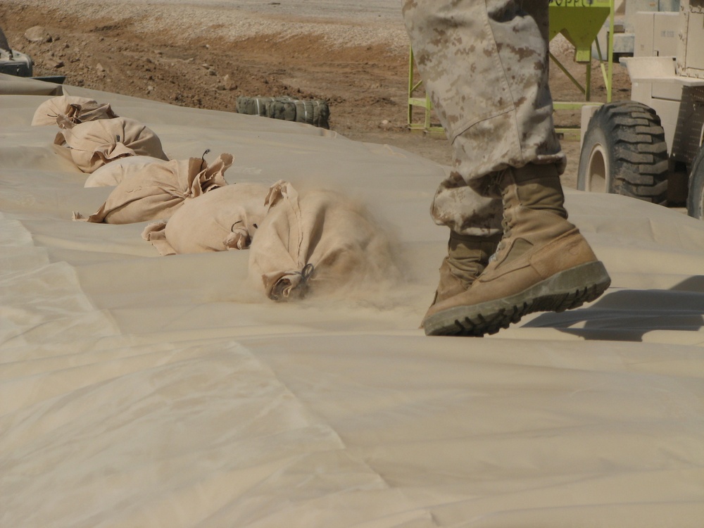 Marines construct fuel berm