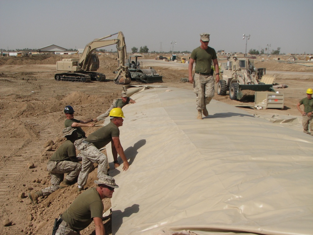 Marines construct fuel berm