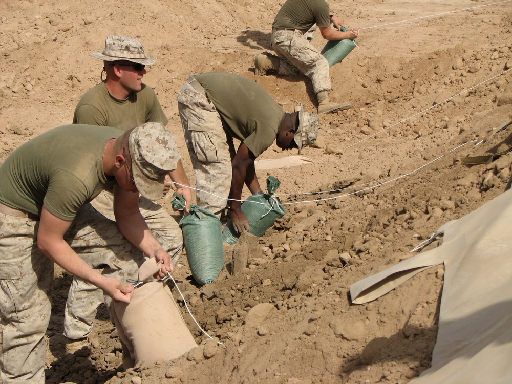 Marines construct fuel berm