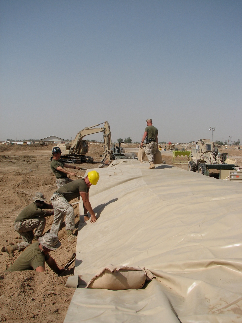 Marines construct fuel berm