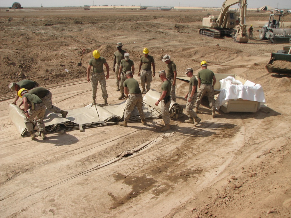 Marines construct fuel berm