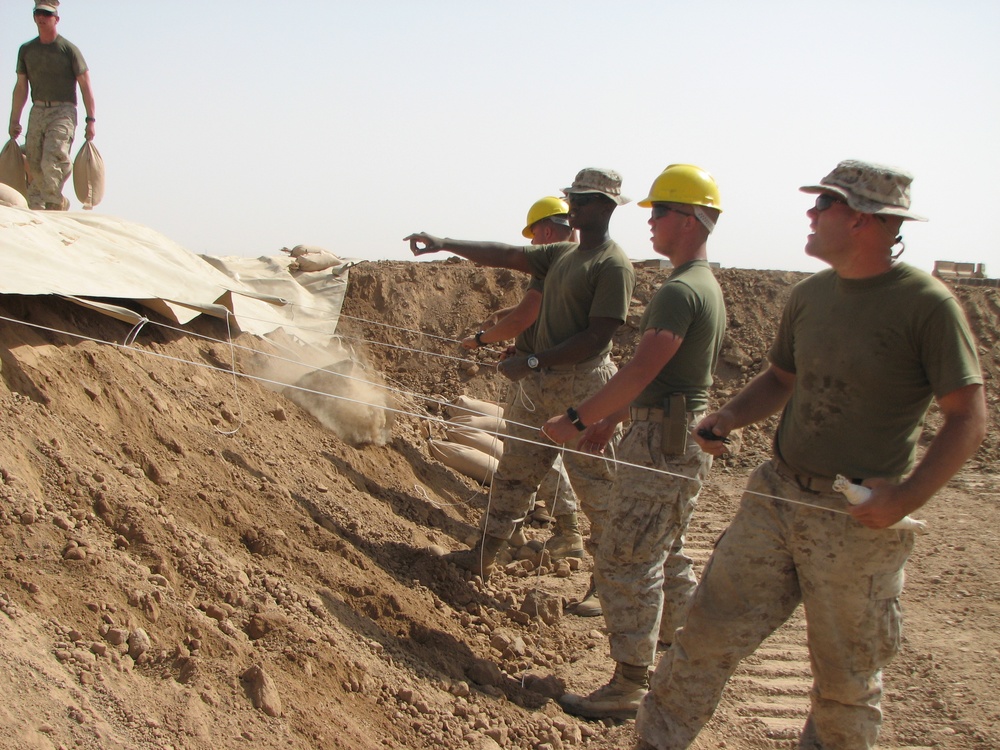 Marines construct fuel berm