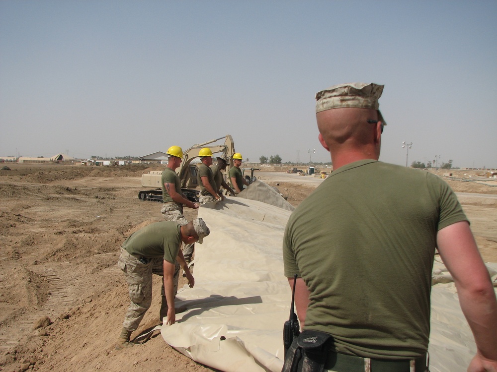 Marines construct fuel berm