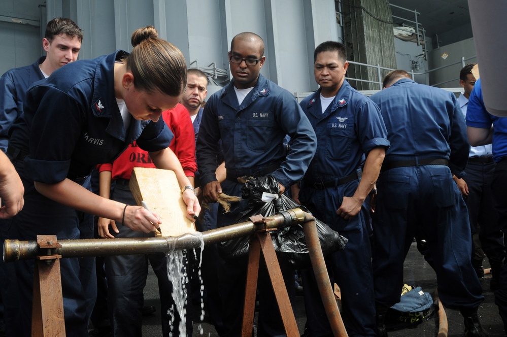 USS Ronald Reagan conducts repair locker training