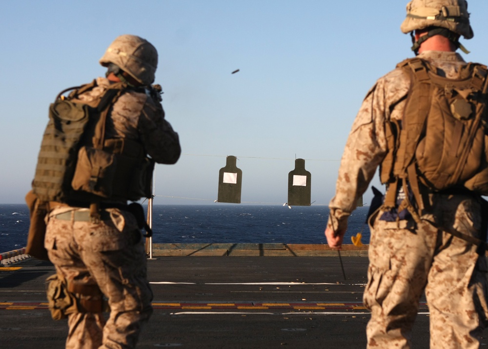 22nd Marine Expeditionary Unit conducts stress shoot aboard USS Bataan