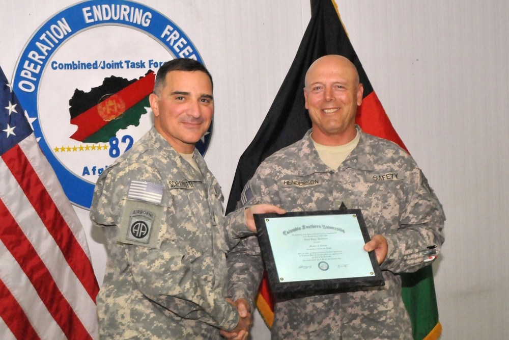 Deployed 82nd Airborne Sergeant Major earns Masters Degree