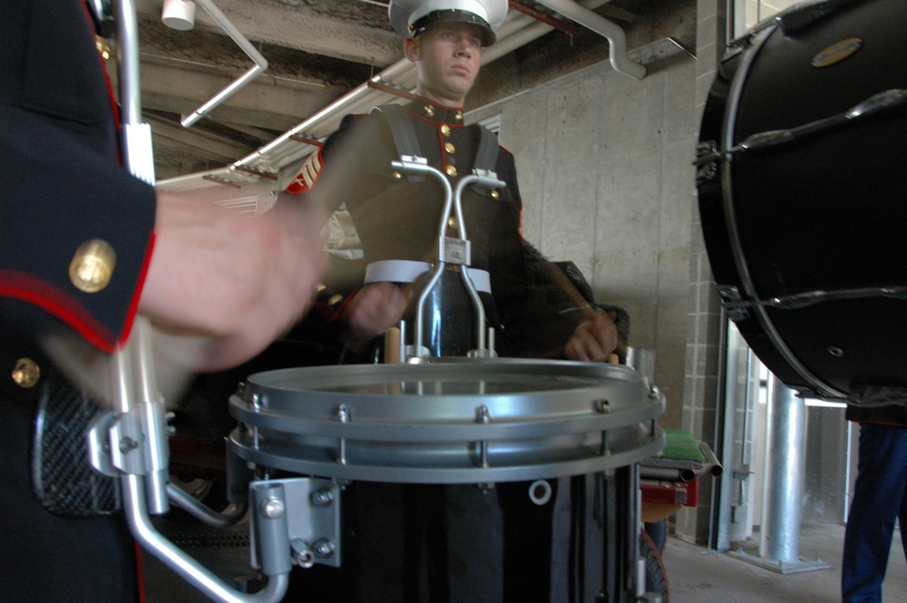 Marine Corps band plays at Yankee Stadium