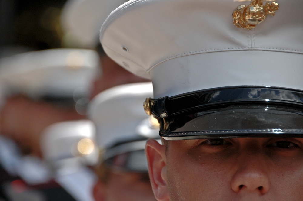 Marine Corps band plays at Yankee Stadium