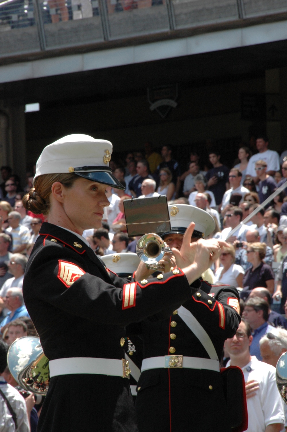 Marine Corps band plays at Yankee Stadium