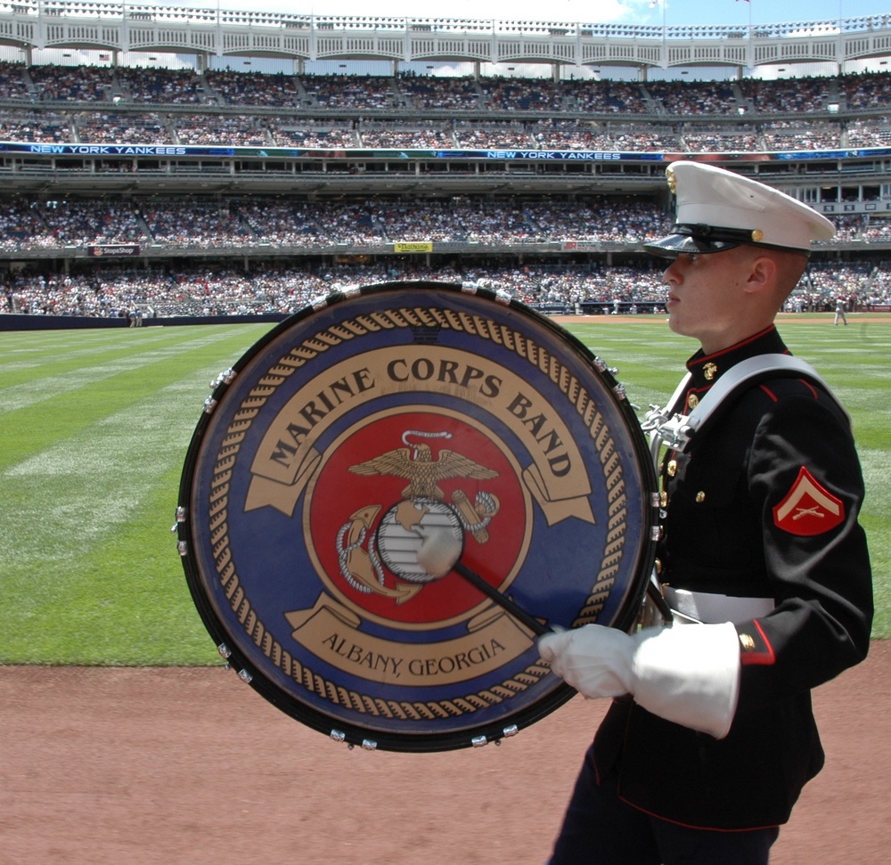 Marine Corps band plays at Yankee Stadium