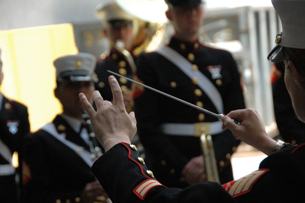 Marine Corps band plays at Yankee Stadium