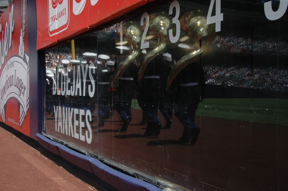 Marine Corps band plays at Yankee Stadium