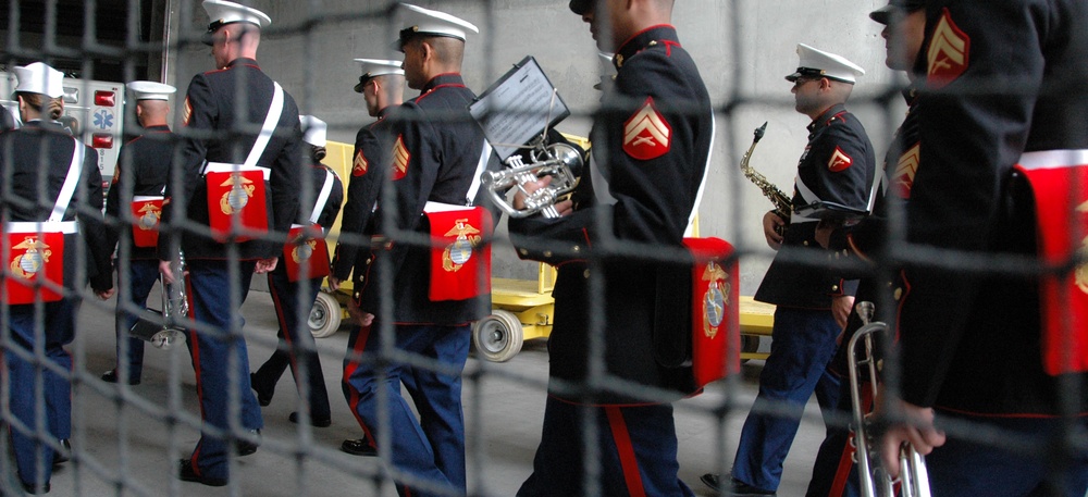 Marine Corps Band Plays at Yankee Stadium