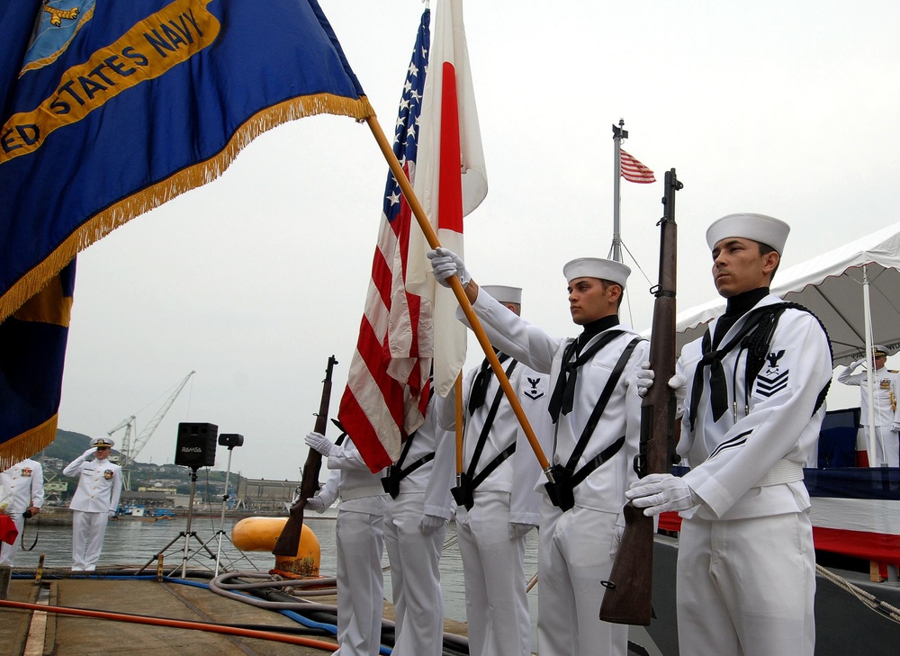 Parading of colors at change of command ceremony