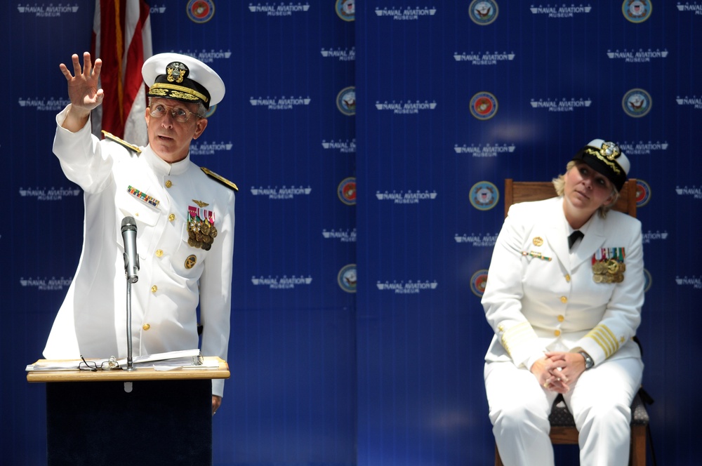 Change of command ceremony at National Museum of Naval Aviation at Naval Air Station Pensacola