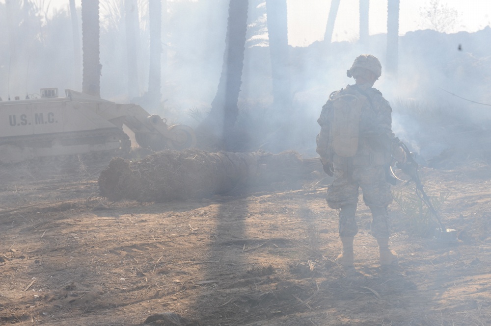 Soldiers conduct controlled burn