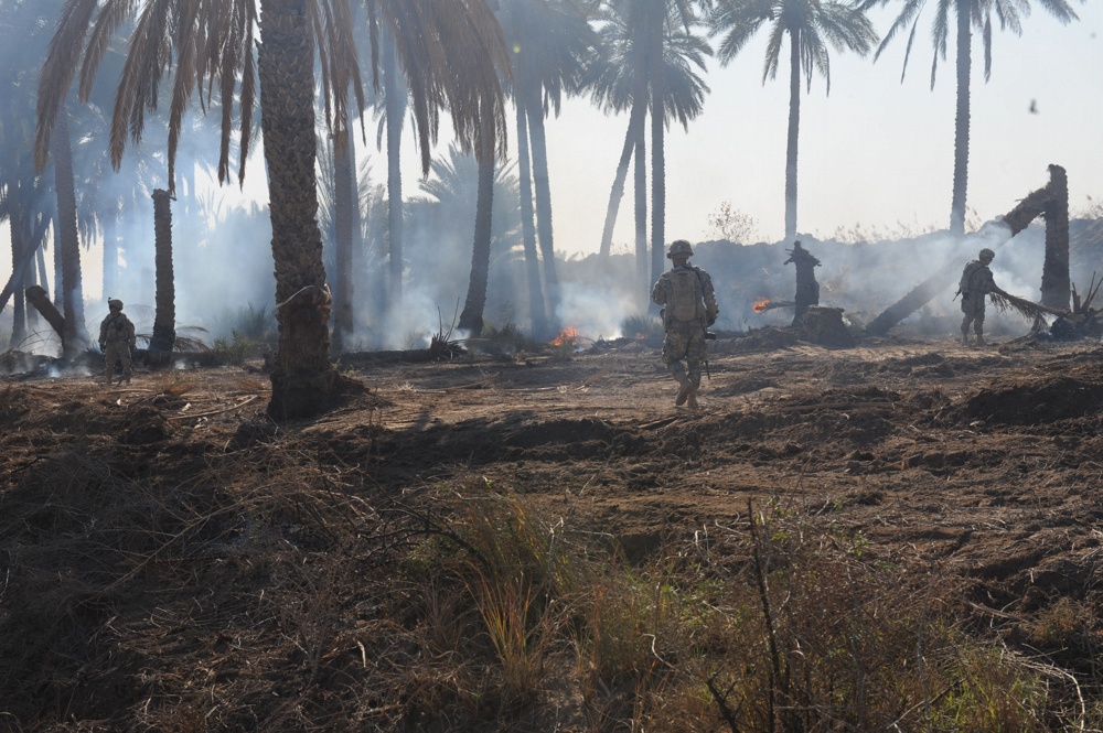 Soldiers conduct controlled burn