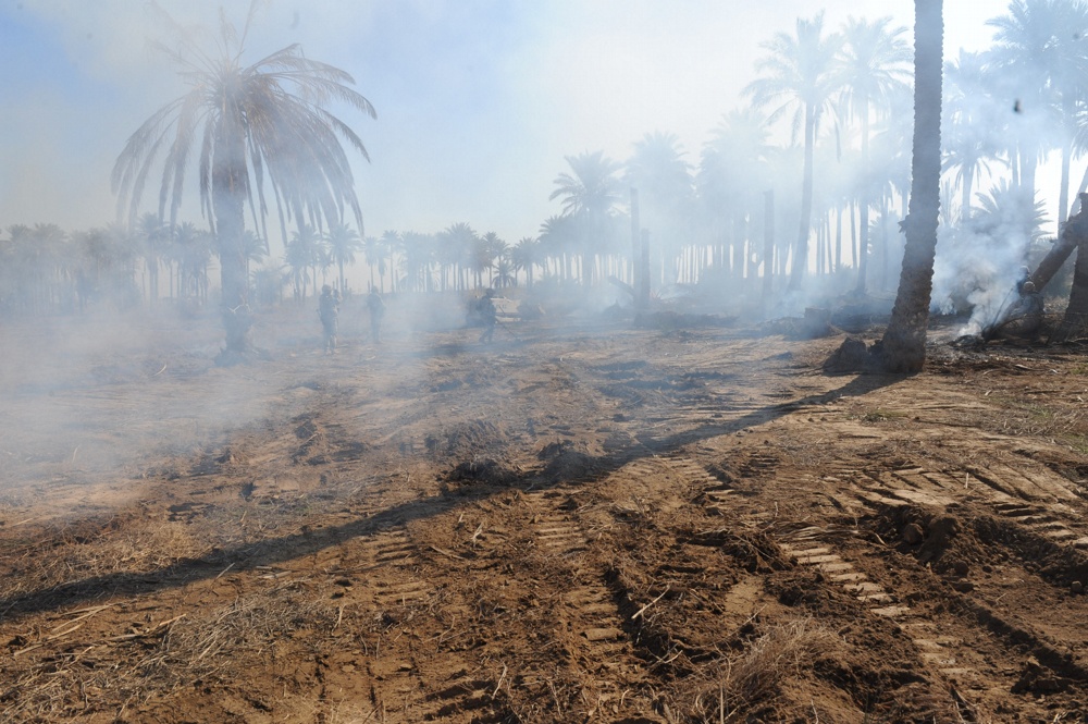 Soldiers conduct controlled burn