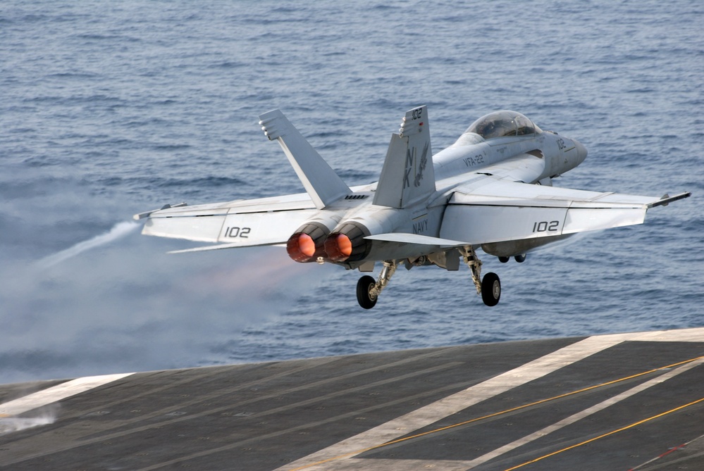 Hornet launches from USS Ronald Reagan