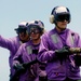 Sailors aboard USS Cleveland flight deck