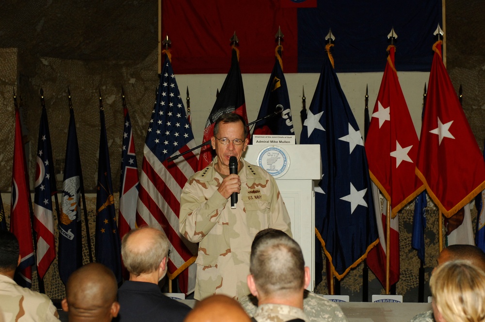 Adm. Mike Mullen, Chairman Joint Chiefs of Staff, visits Bagram Airfield