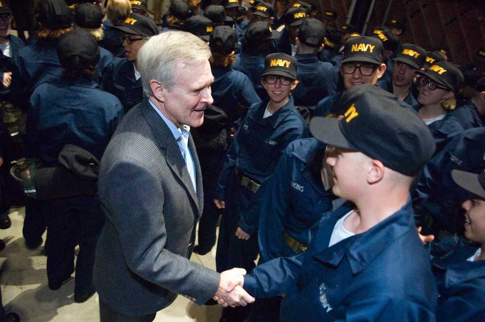 Secretary of Navy visits capping ceremony