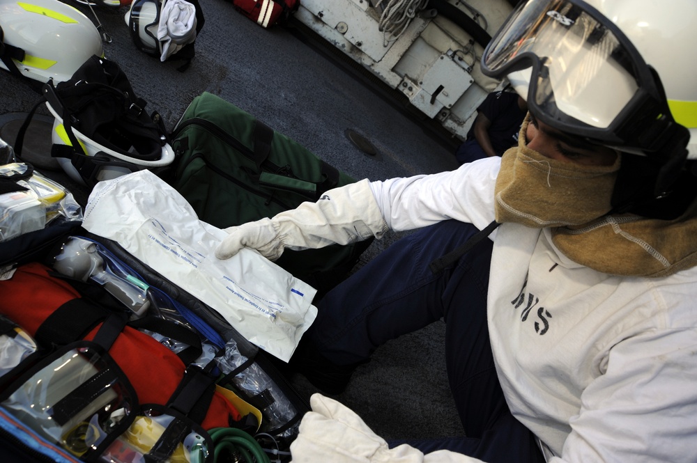 Preparing a Medical Kit Aboard Coast Guard Cutter Legare