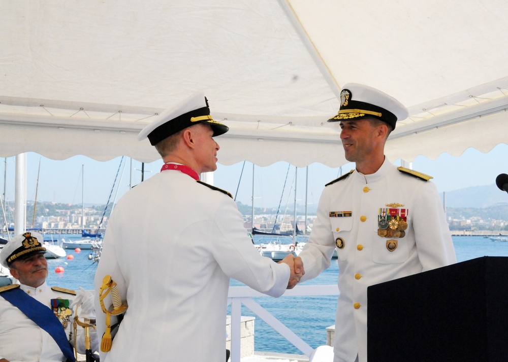 Leidig Turns Over Commands at Nisida Ceremony
