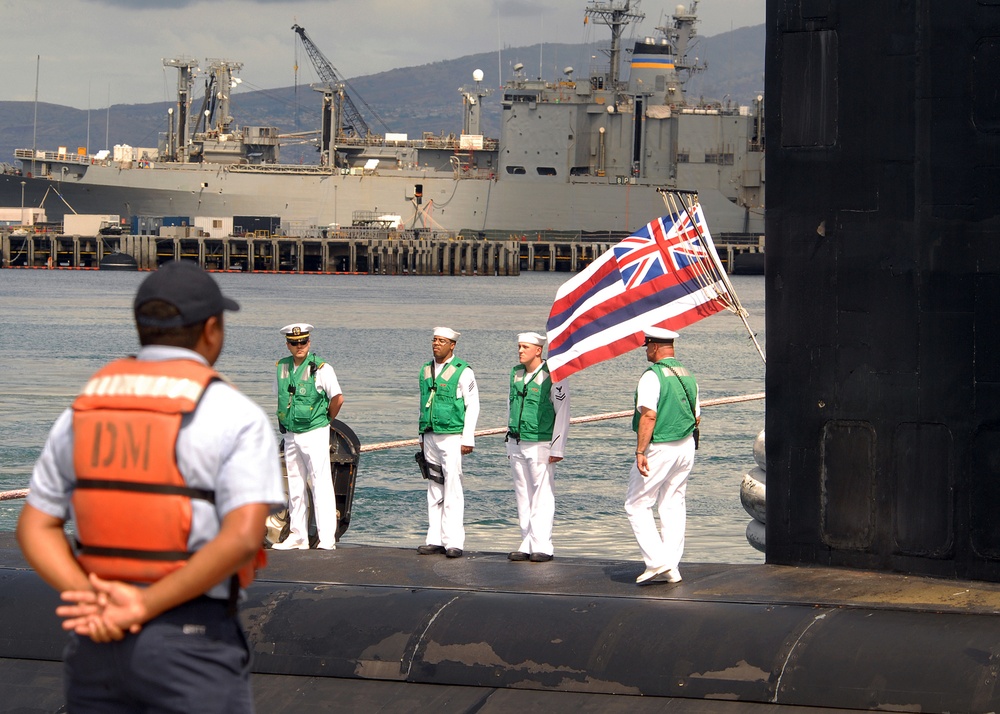 USS Hawaii arrival ceremony