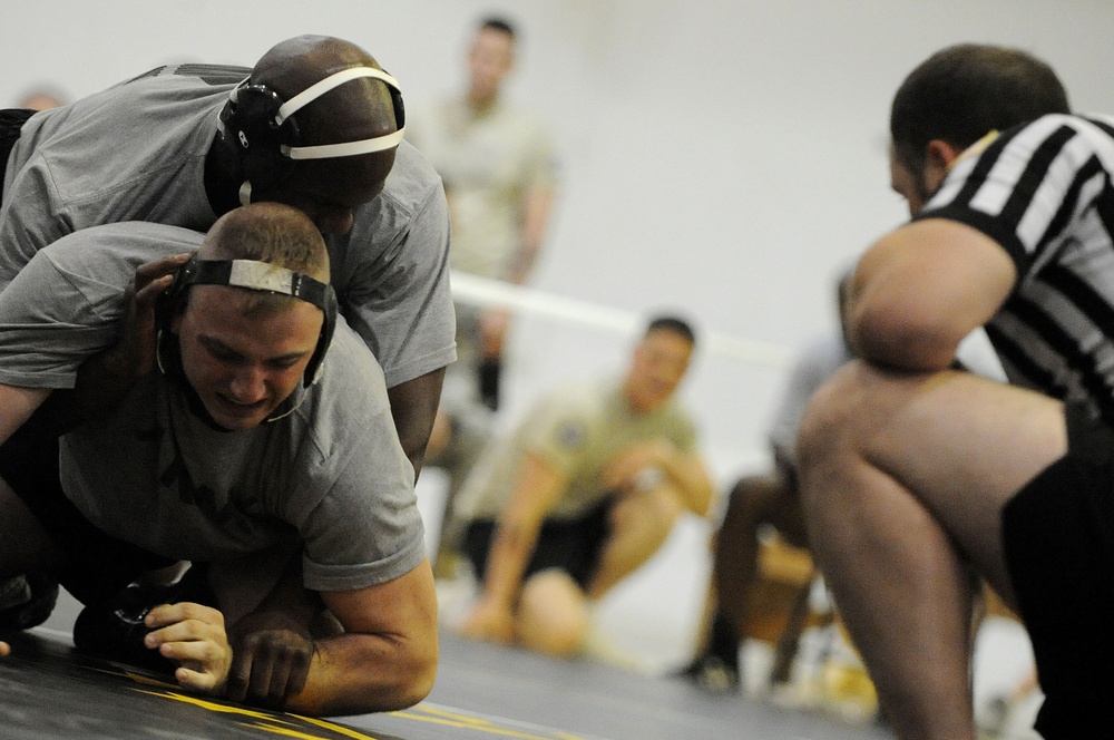 1st Cavalry Soldiers compete in wrestling tournament on Forward Operating Base Marez