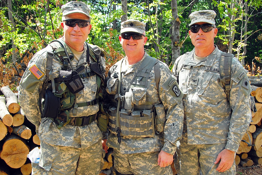 Commander of the California Army National Guard patrols with his troops