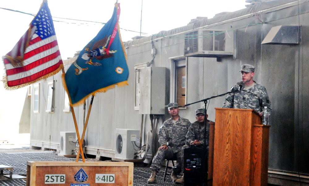 Headquarters and Headquarters Company, Special Troops Battalion, 2nd Brigade Combat Team, 4th Infantry Division conducts change of command