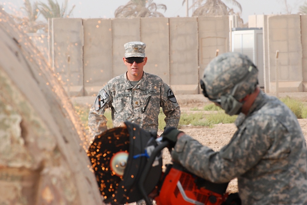 Aircraft recovery team trains on chop saw