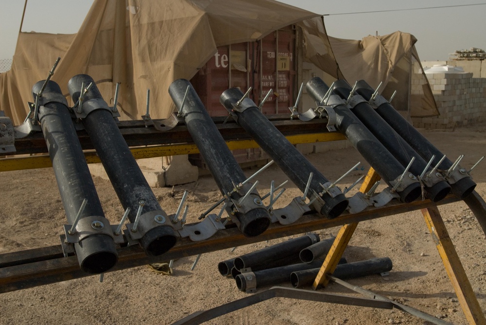 Explosive Ordnance Disposal finds rocket rail system following indirect fire attack