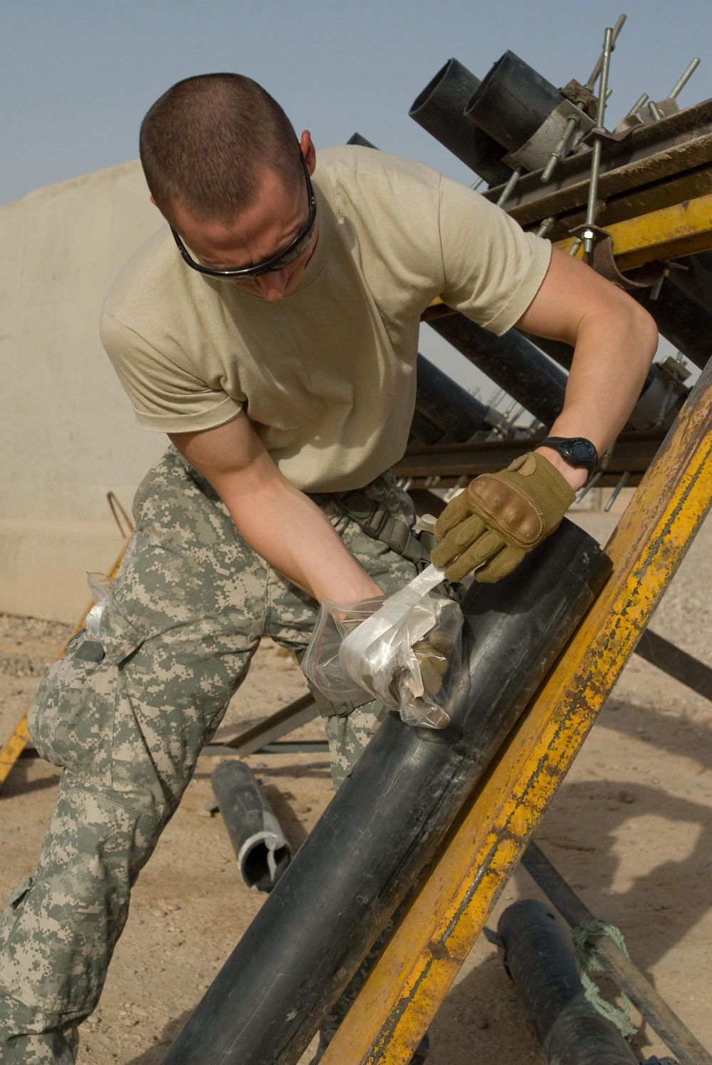 Explosive Ordnance Disposal finds rocket rail system following indirect fire attack